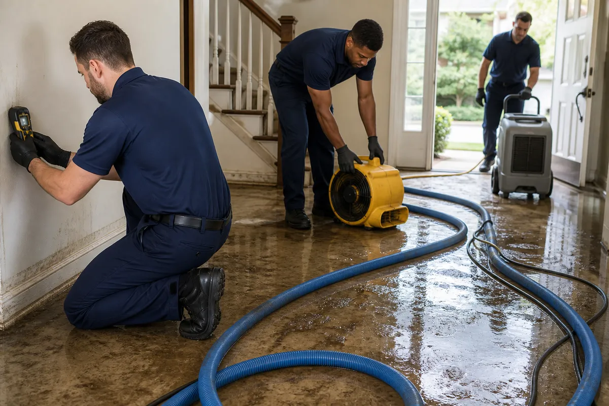 Restoration crew working in Weehawken, NJ